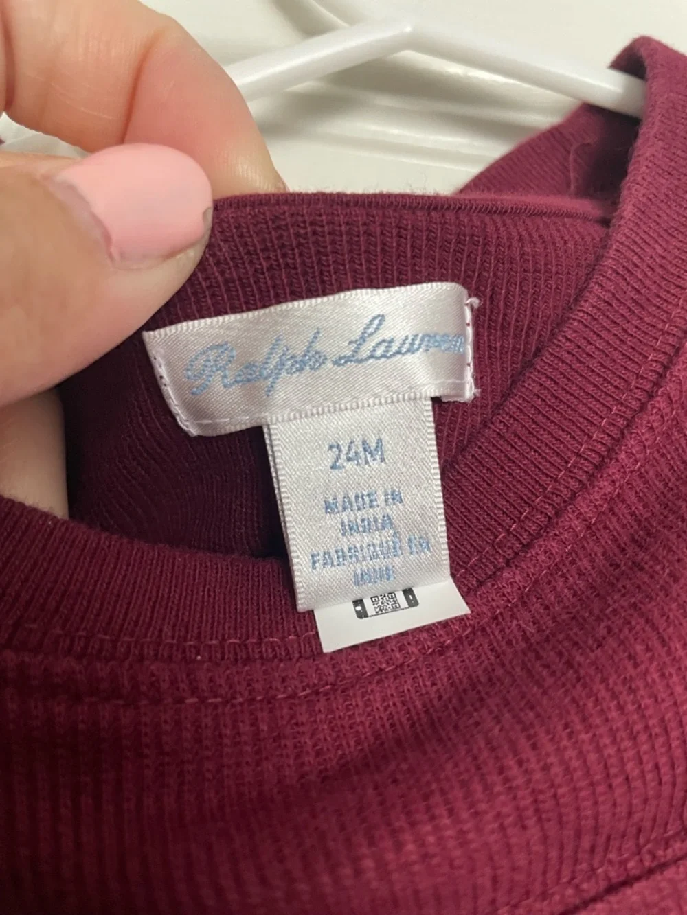 Ralph Lauren 18-24 Month Kids Long-Sleeve Crewneck Top - Burgundy